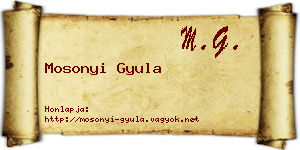 Mosonyi Gyula névjegykártya